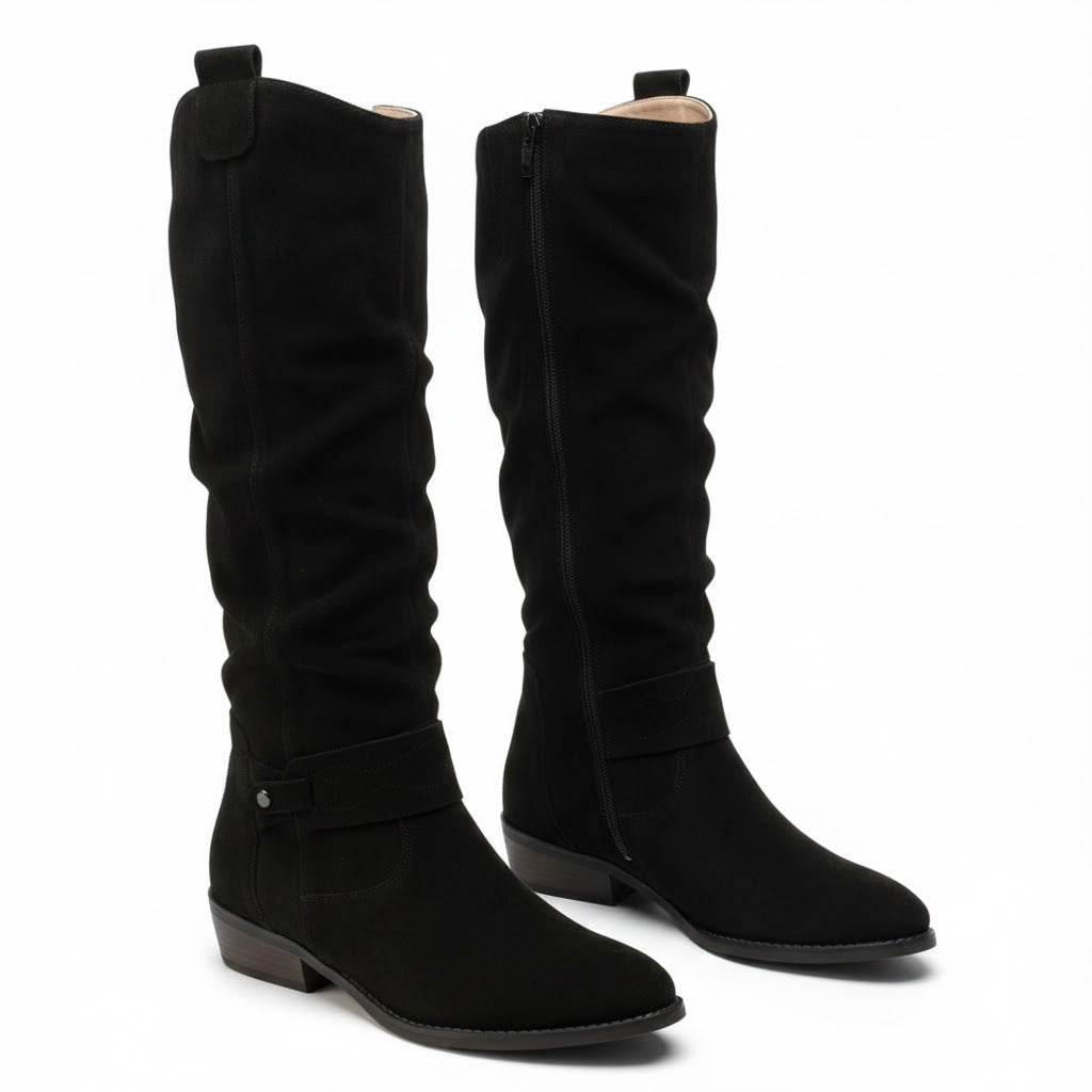 Vespera | Lässige Slouchy-Stiefel für Damen mit knöchelhohem Schaft und Blockabsatz
