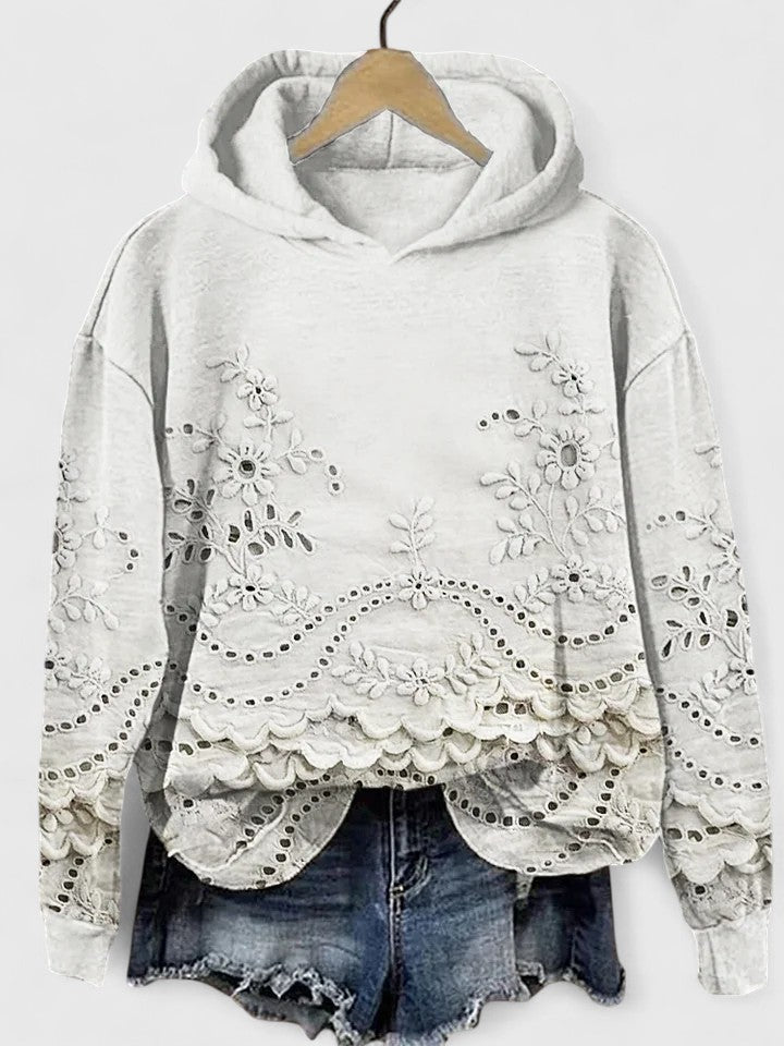 Clara | Stylischer Kapuzenpullover mit Spitzen-Details