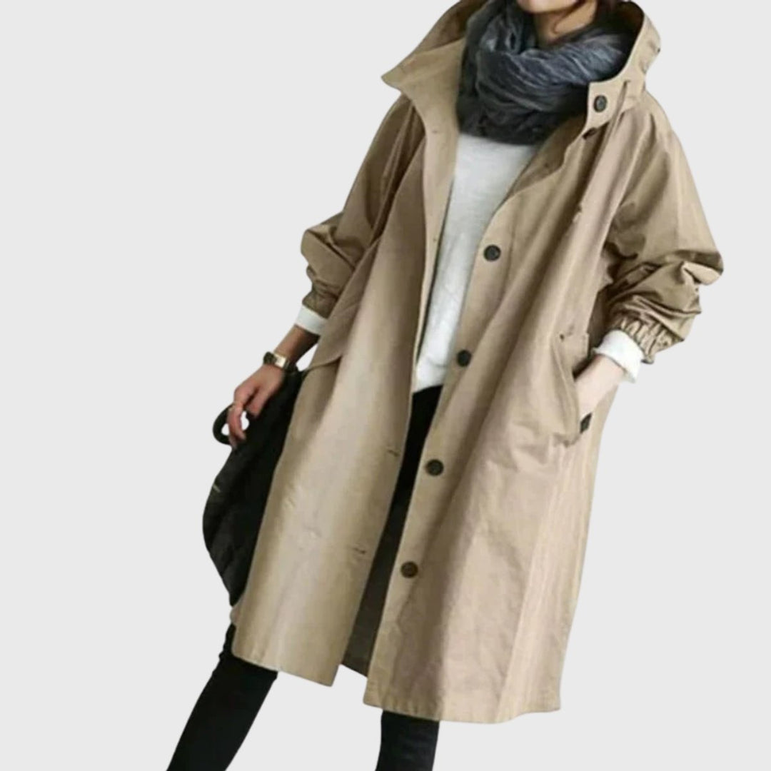 Vivienne | Trench con cappuccio elegante e idrorepellente da donna