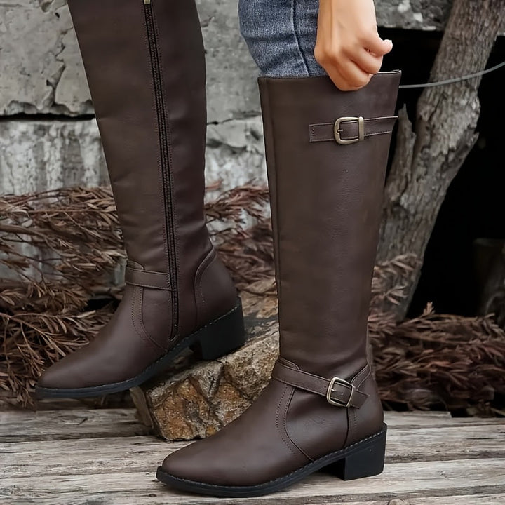 Elowen | Elegante Stiefel für Damen mit knöchelhohem Schaft und doppelter Schnalle