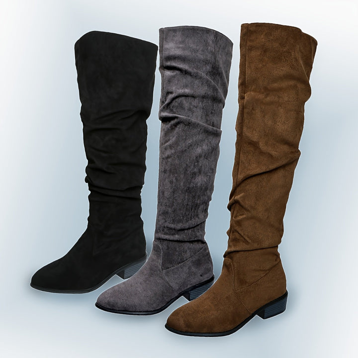 Seraphine | Lässige Slouchy-Stiefel für Damen mit Overknee-Schaft und Blockabsatz
