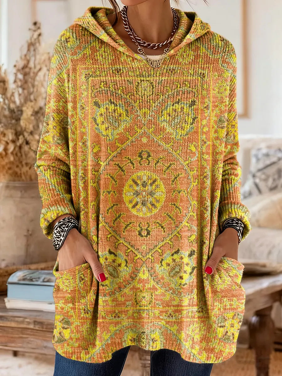 Vivante | Hooded Tunic – Vintage-Inspired Ethnic Print for Women