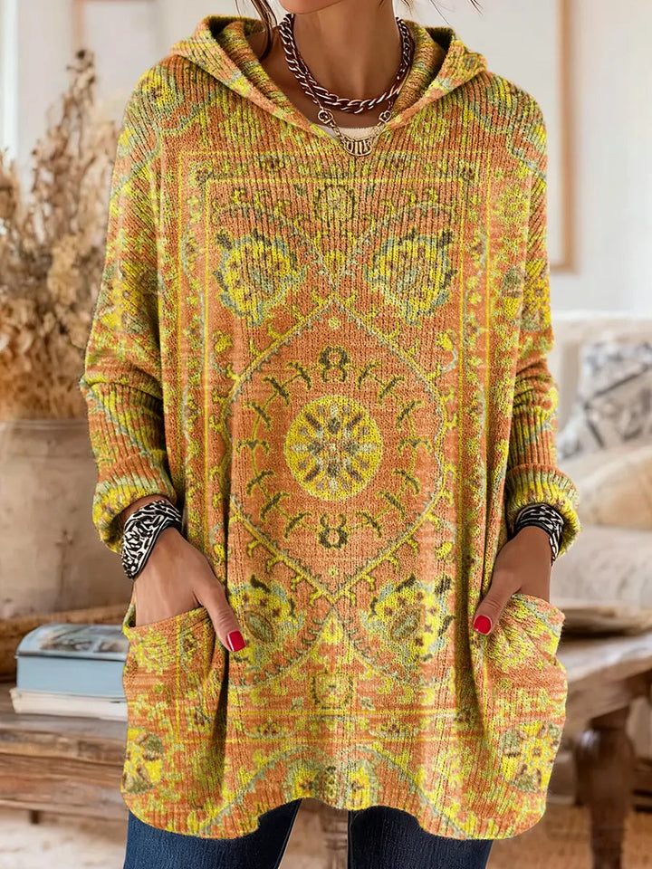 Vivante | Hooded Tunic – Vintage-Inspired Ethnic Print for Women