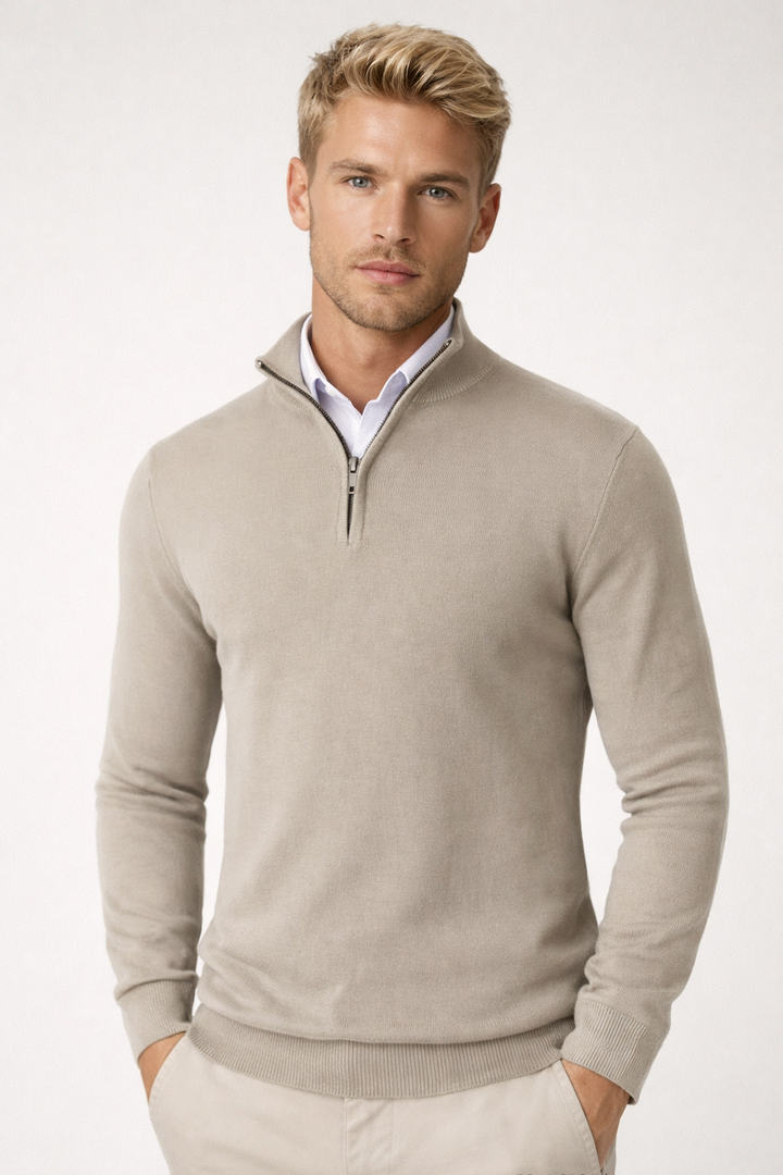 Everline | Modern Half Zip High Neck Sweater
