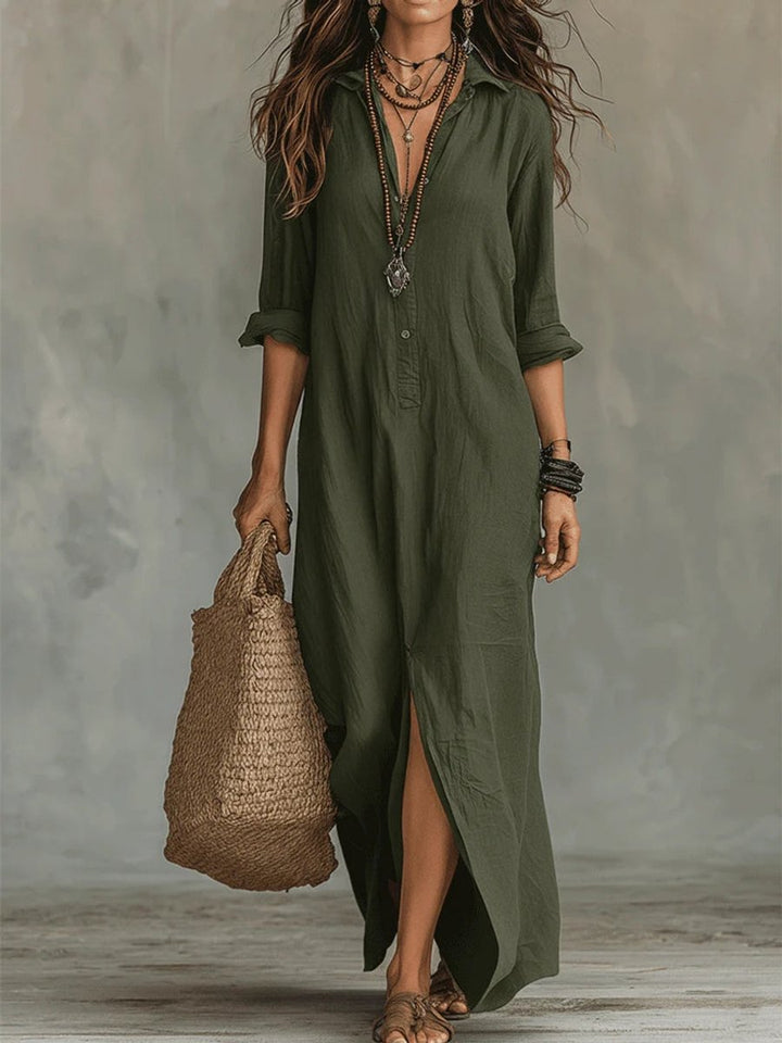 Noralynn | Women's Long Sleeve Flowing Maxi Shirt Dress