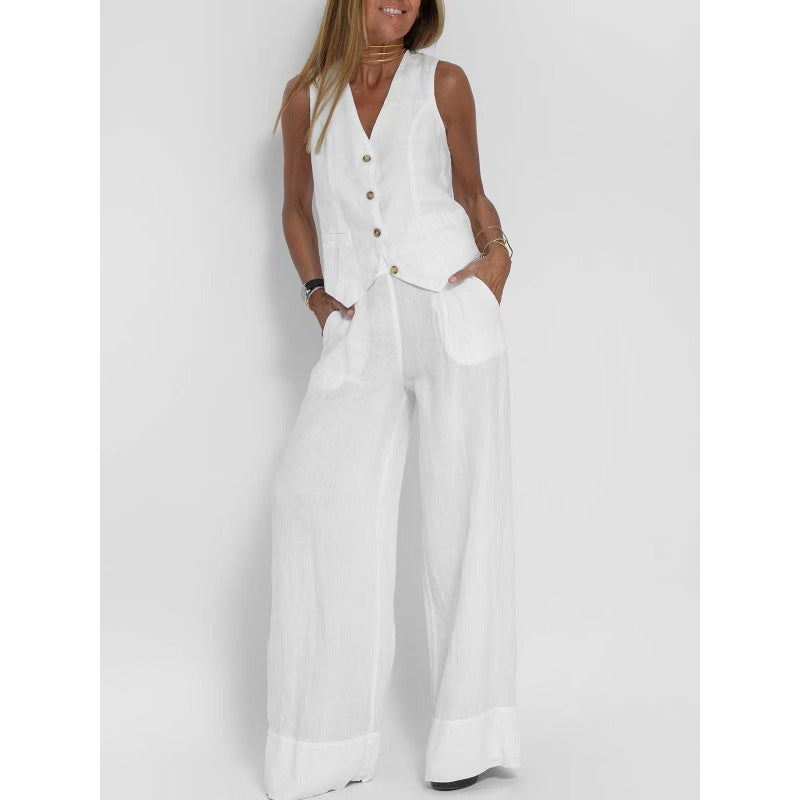 Eliana | Linen Button Detail Vest
