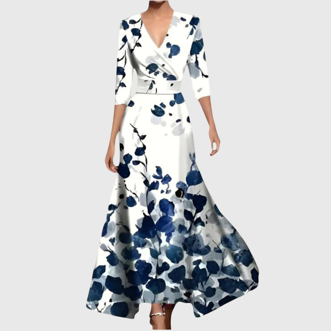 Elowen | Women's Floral 3/4 Sleeve Maxi Wrap Dress