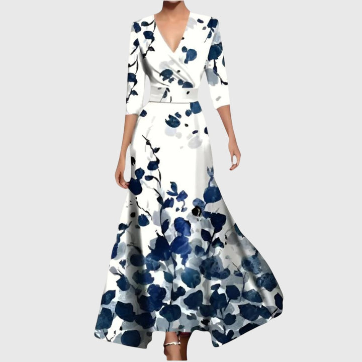 Elowen | Women's Floral 3/4 Sleeve Maxi Wrap Dress