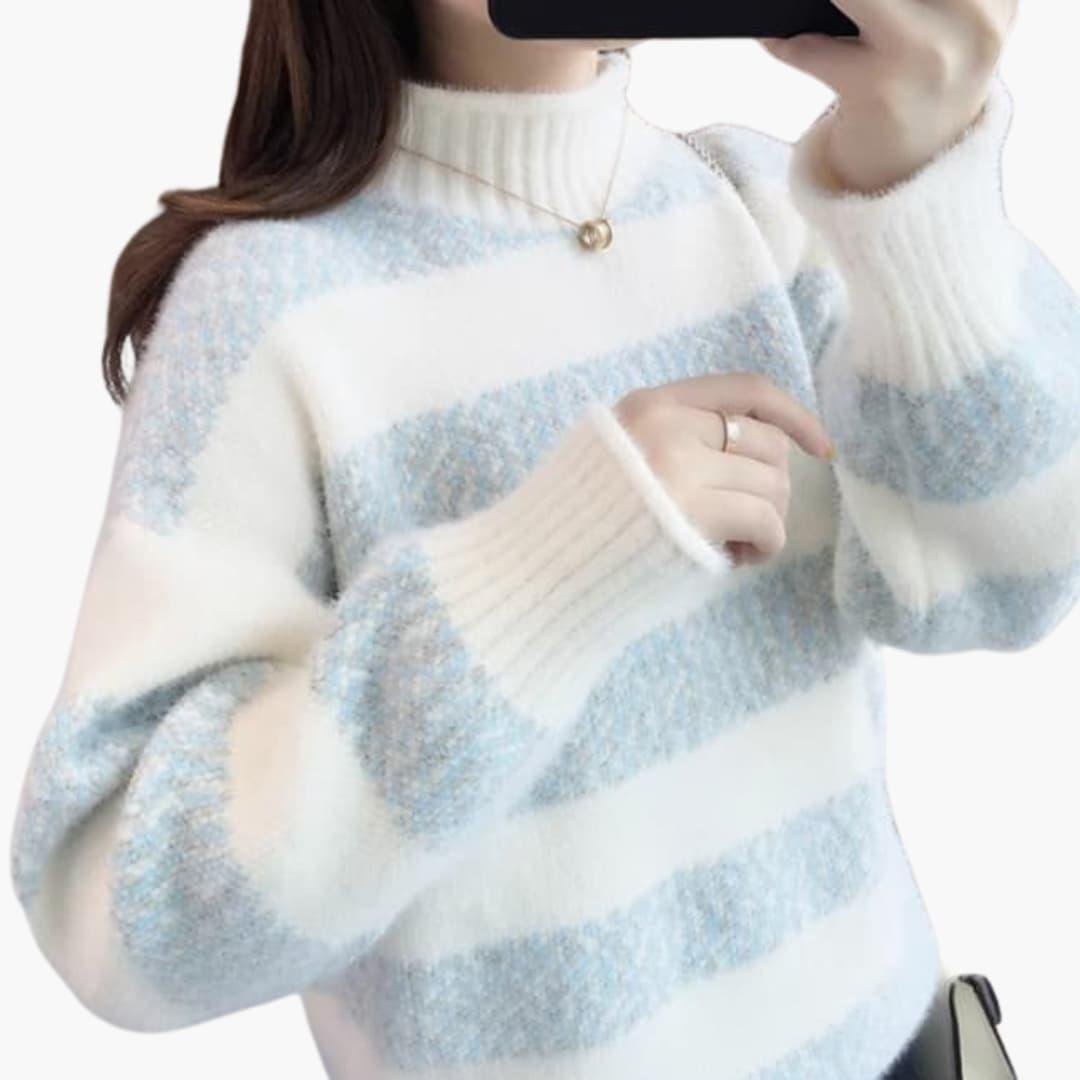 Soleil | Sweater – Soft Striped Knit Roll Neck Style for Women