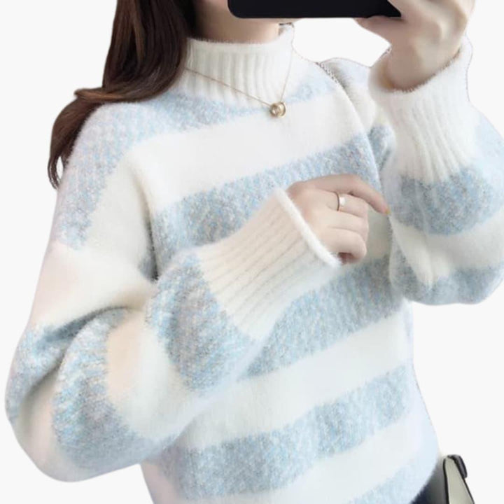 Soleil | Sweater – Soft Striped Knit Roll Neck Style for Women