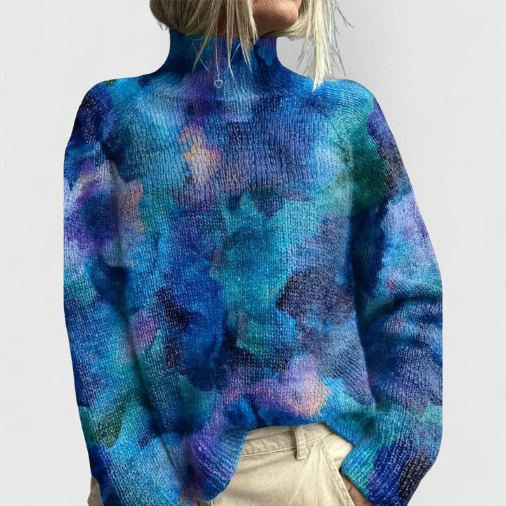Aria | Turtleneck Sweater – Relaxed Fit with Floral Pattern for Women