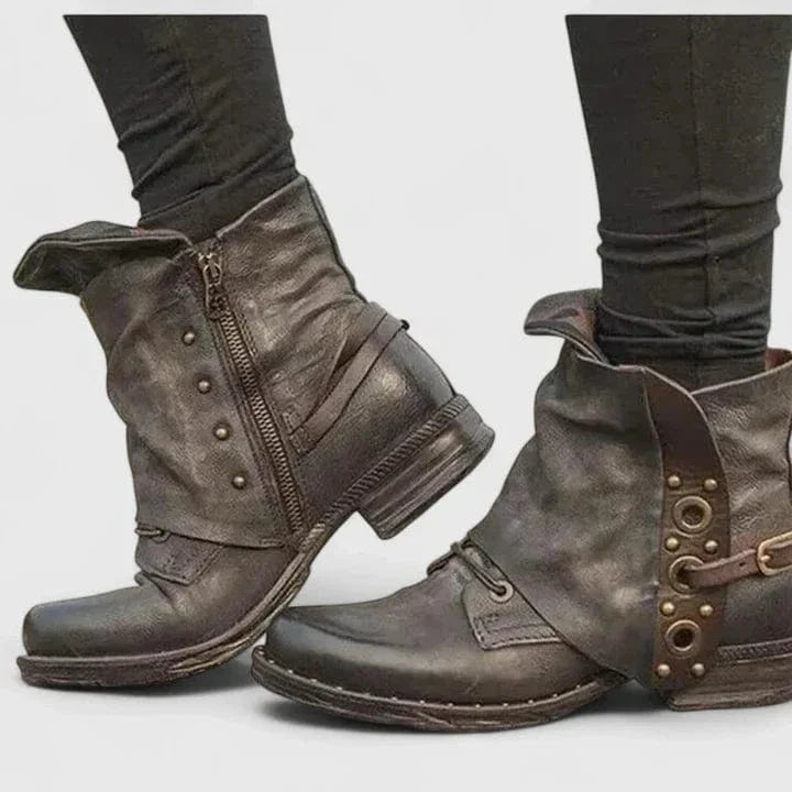 Wysteria | Robuste Ankle Boots für Damen aus Used-Leder