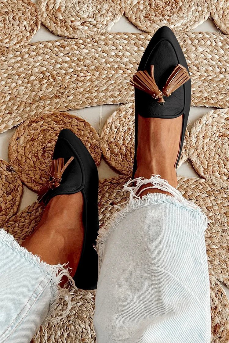 Valentina | Spitze Damen-Loafer aus Leder mit Quasten