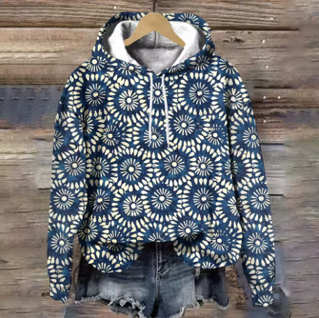 Emma | Floral Knit Hoodie for Women – Comfortable Autumn Style
