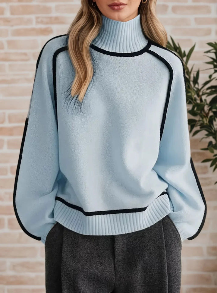 Elodie | Oversized Colorblock Turtleneck Sweater