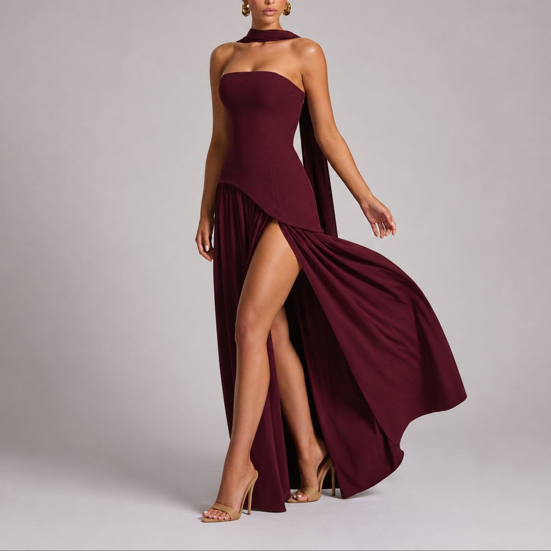 Violetta | Women's Elegant Strapless Open-Back Maxi Dress
