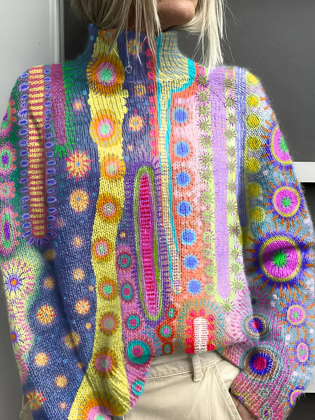 Daphne | Patterned Knit Turtleneck Sweater for Winter