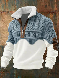 Lucas | Colorblock Half-Zip Knit Sweater with Fleece Collar