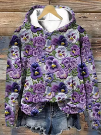 Astrid | Scandinavian Floral Jacquard Knit Hoodie