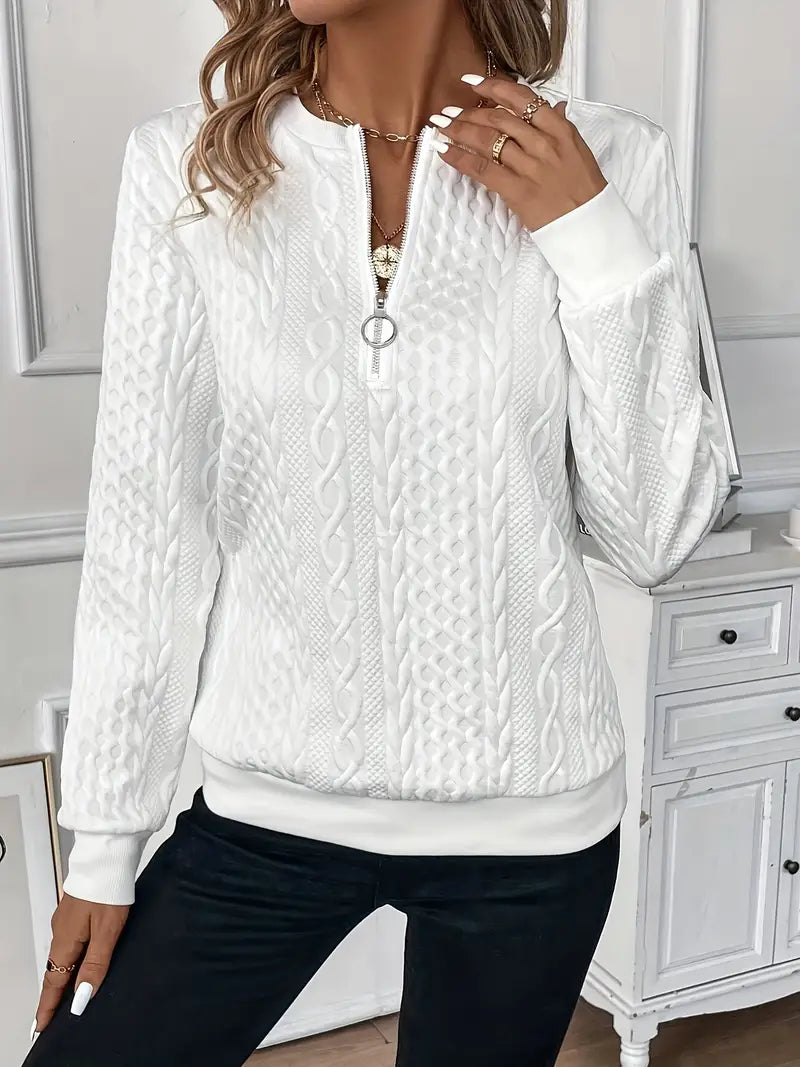 Aurelia | Cable Knit Zip-Up Sweater