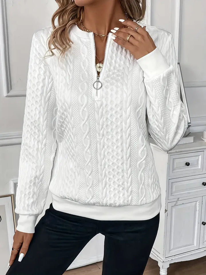 Aurelia | Cable Knit Zip-Up Sweater