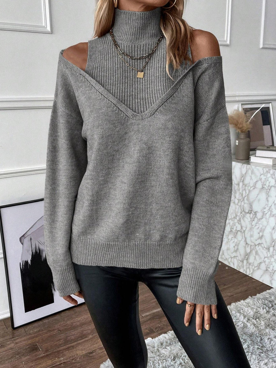 Bettina | Off-Shoulder Turtleneck Sweater for Women