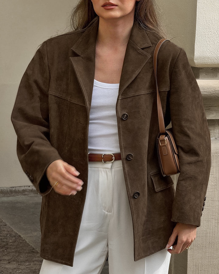 Seraphina | Blazer classico in pelle scamosciata dallo stile intramontabile