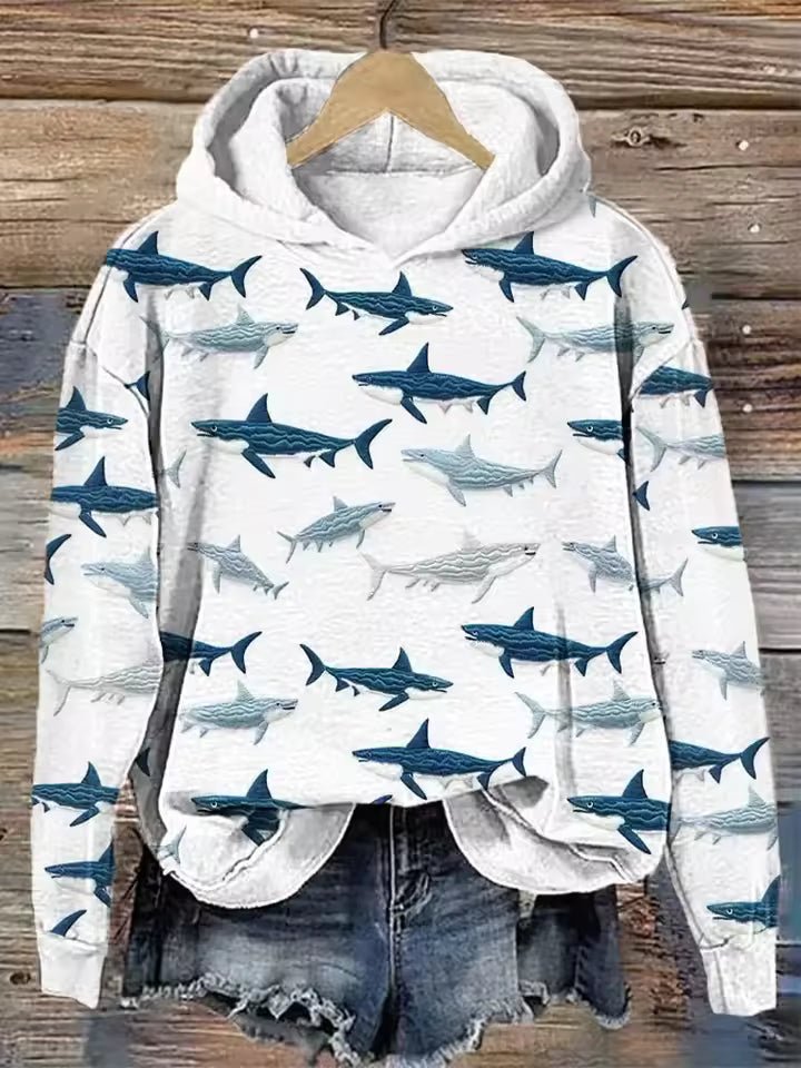 Talia | Shark Print Lounge Hoodie for Casual Comfort