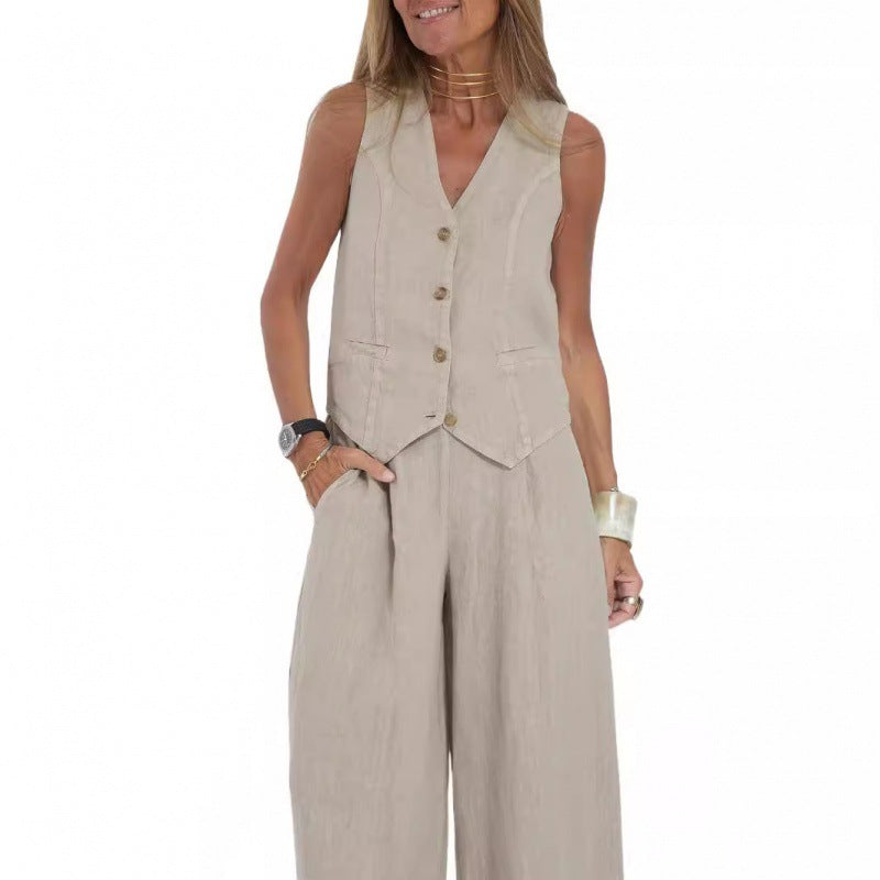 Eliana | Linen Button Detail Vest