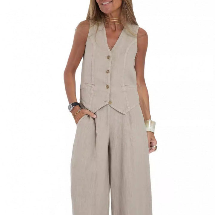 Eliana | Linen Button Detail Vest
