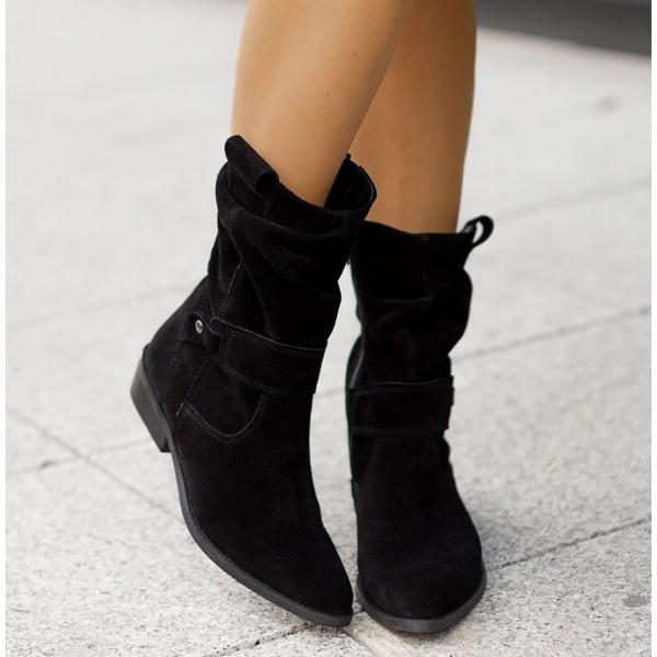 Ellarose | Lässige Slouchy-Ankle-Boots für Damen mit umgeschlagenem Schaft