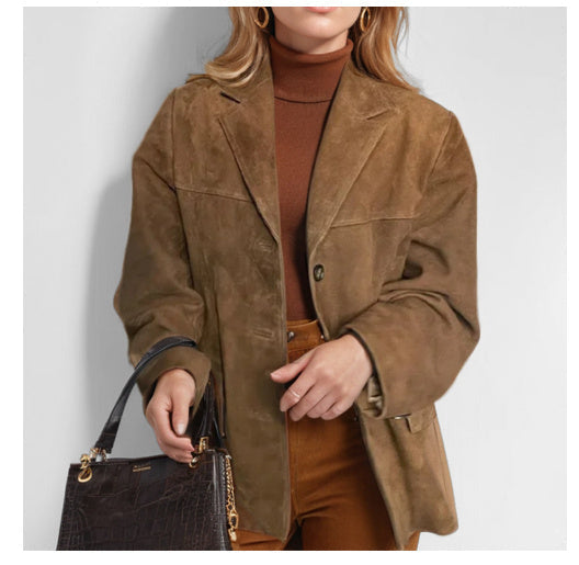 Seraphina | Blazer classico in pelle scamosciata dallo stile intramontabile