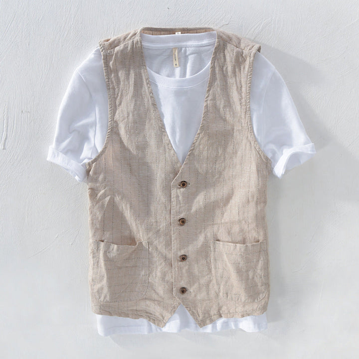 Cedric | Gilet classico da uomo in lino a righe