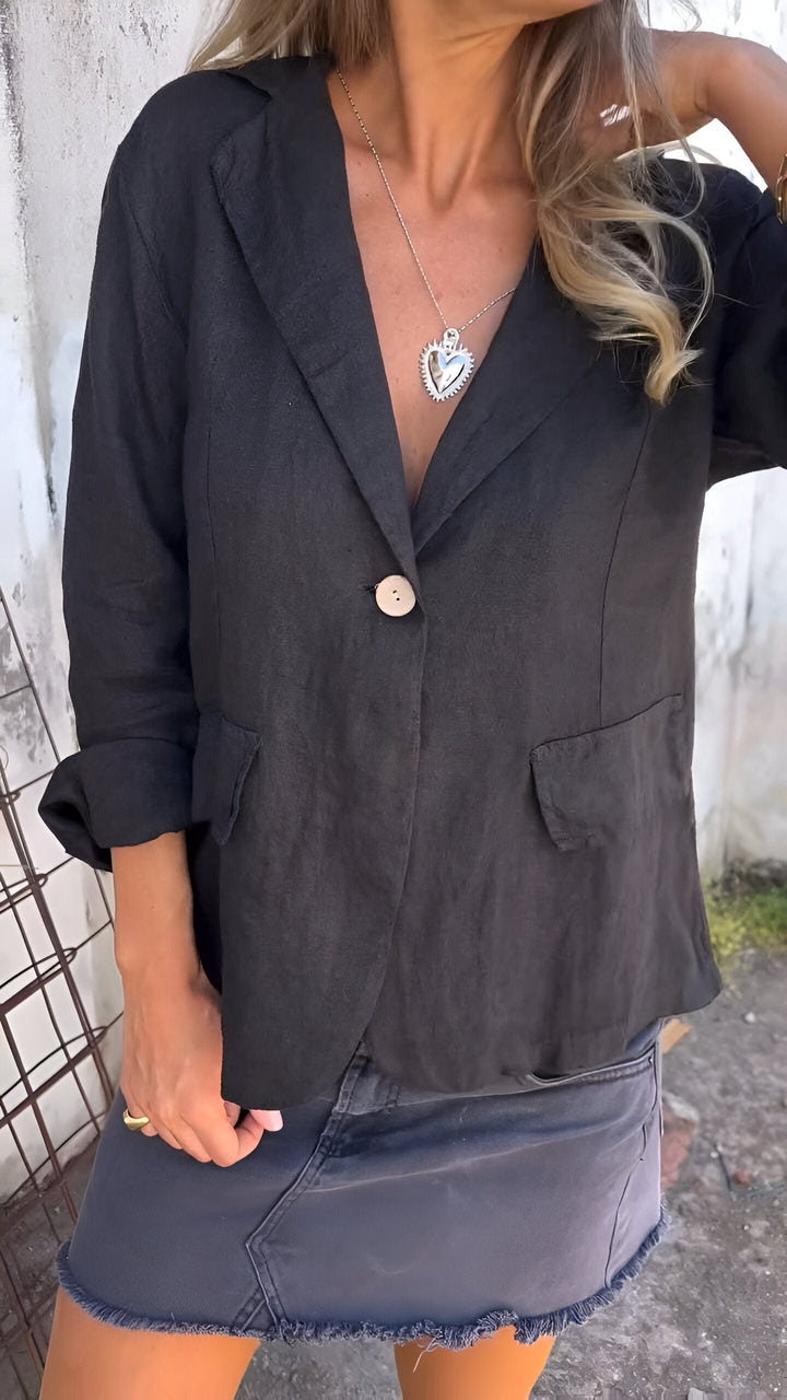 Ellie | Minimalistischer leichter Baumwoll-Leinen-Blazer für Damen