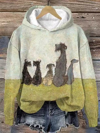 Zoey | Playful Dog Print Jacquard Knit Hoodie