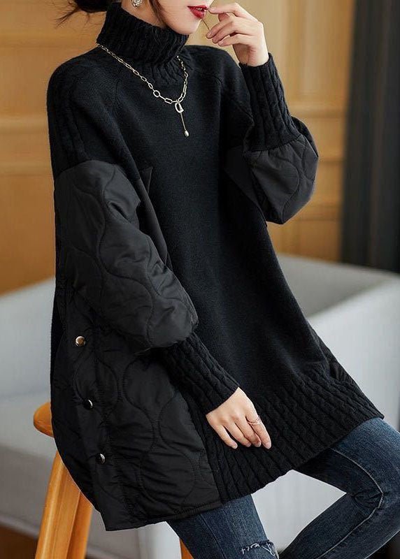 Hailey | Patchwork Sweater – Relaxed Fit with Turtleneck