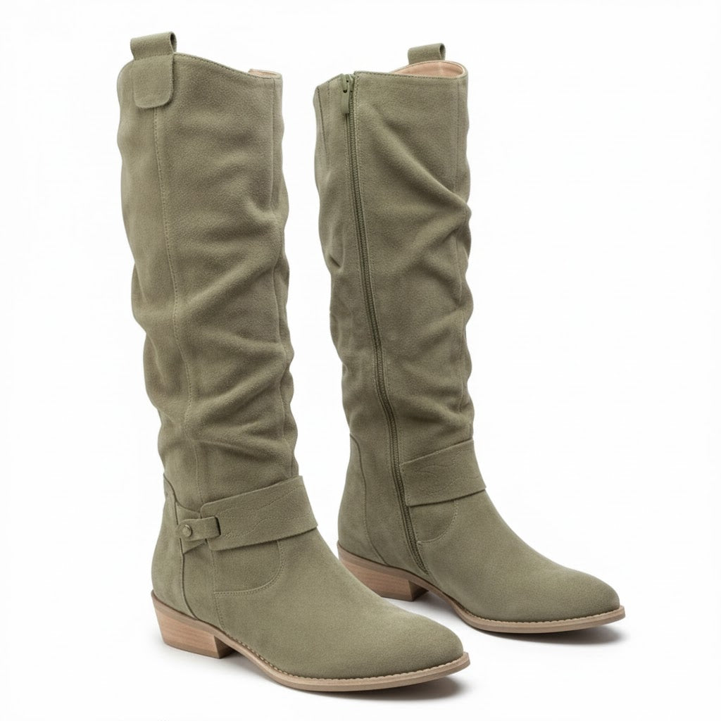 Vespera | Lässige Slouchy-Stiefel für Damen mit knöchelhohem Schaft und Blockabsatz