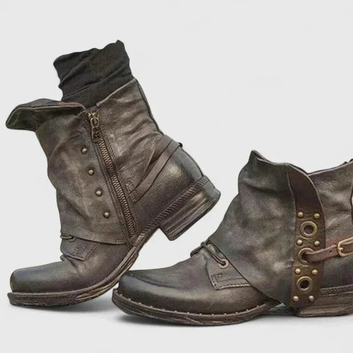 Wysteria | Robuste Ankle Boots für Damen aus Used-Leder