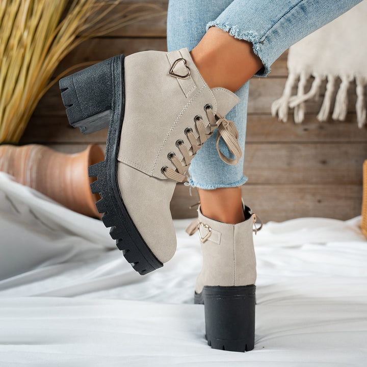 Alurelle | Stivaletti chic da donna con lacci e tacco largo