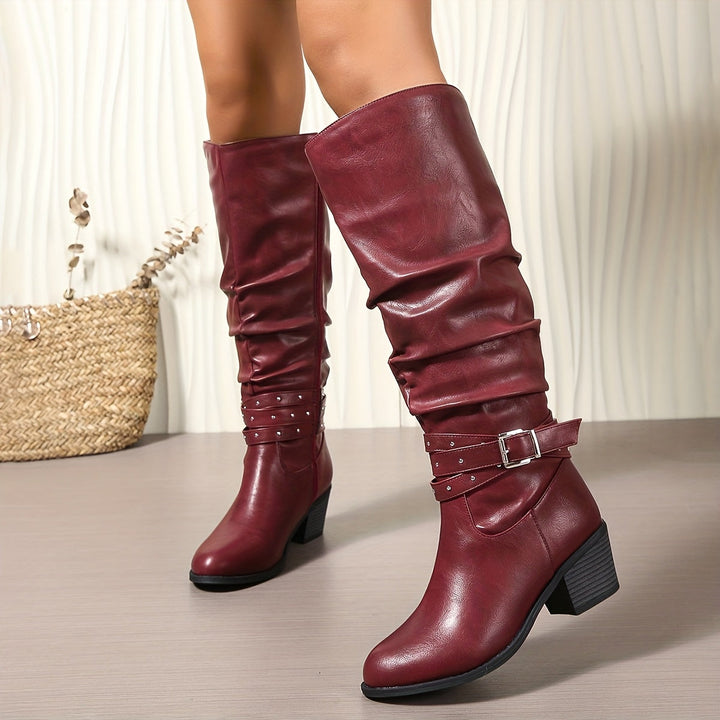 Velmira | Lässige Slouchy-Stiefel für Damen mit knöchelhohem Schaft und Blockabsatz