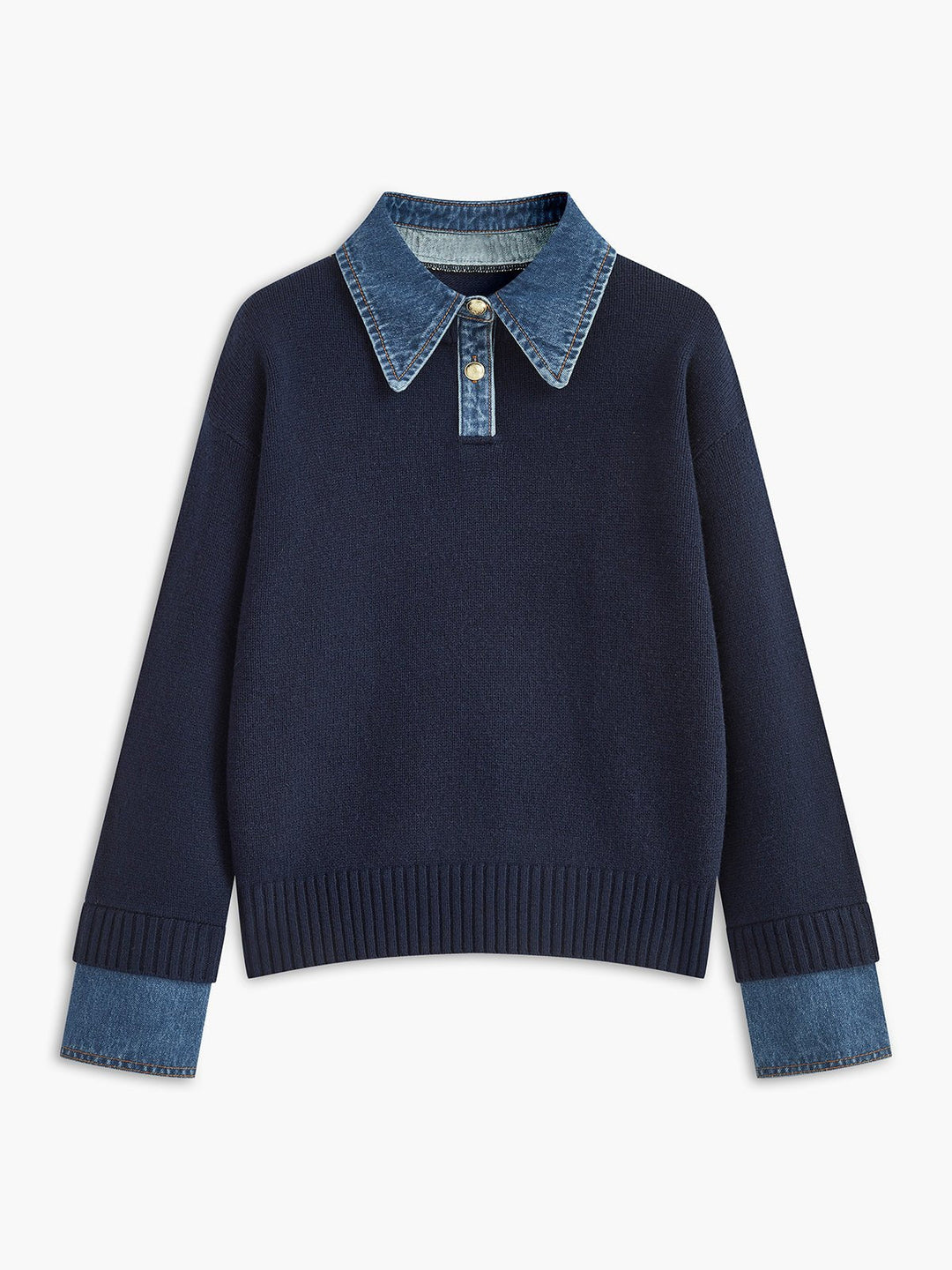 Camille | Strick-Poloshirt mit Jeanskragen