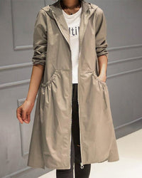 Sylvie | Stilvoller, wasserabweisender langer Trenchcoat mit Kapuze für Damen