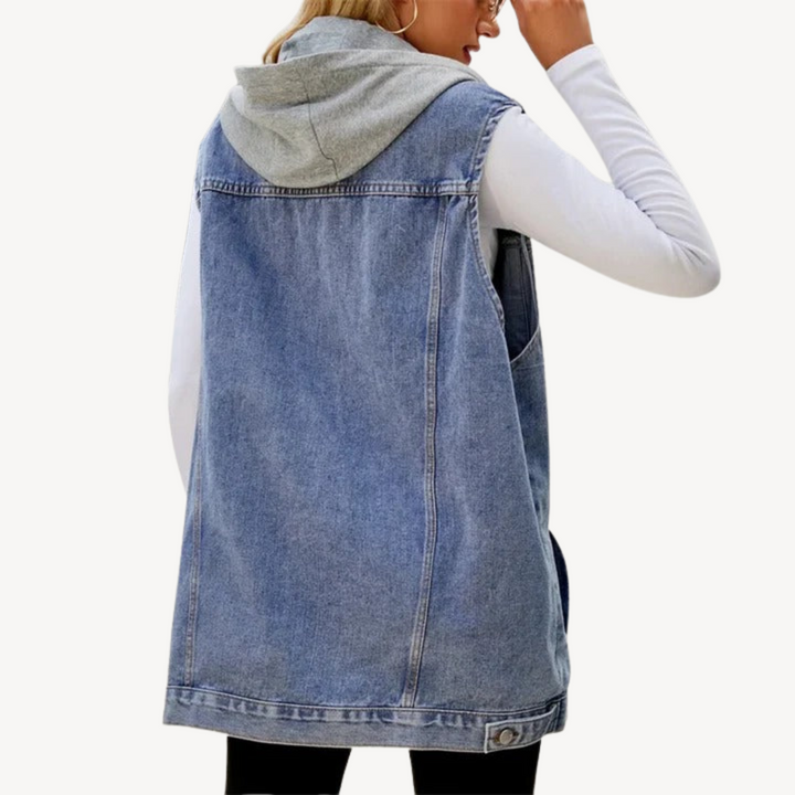 Harlow | Gilet in denim con cappuccio
