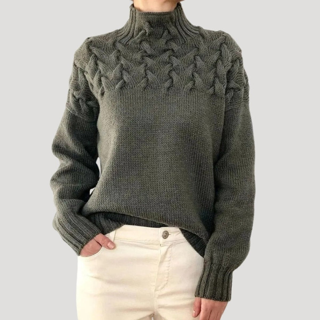 Sophie | Cable Knit Sweater with Roll Neck for Women