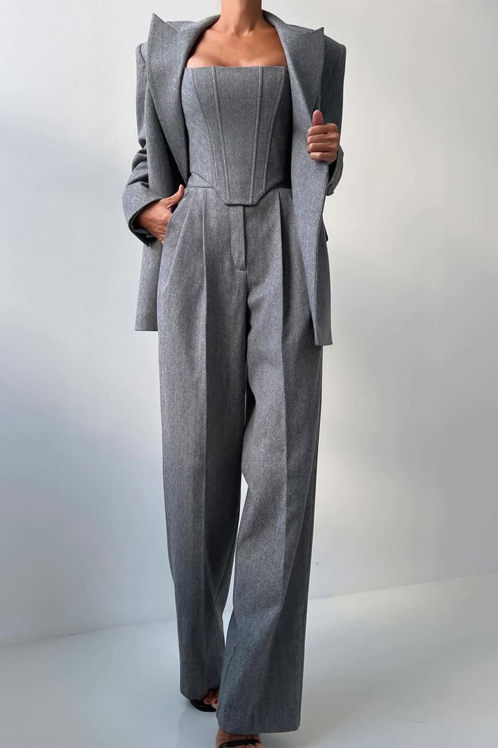 Milan | Elegantes 3-teiliges Damenblazer-Set mit zweireihiger Knopfleiste