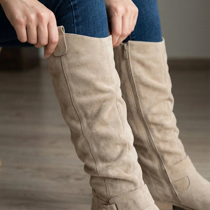 Vespera | Lässige Slouchy-Stiefel für Damen mit knöchelhohem Schaft und Blockabsatz
