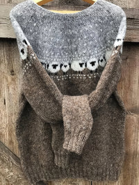 Lily | Sheep Jacquard Chunky Knit Sweater