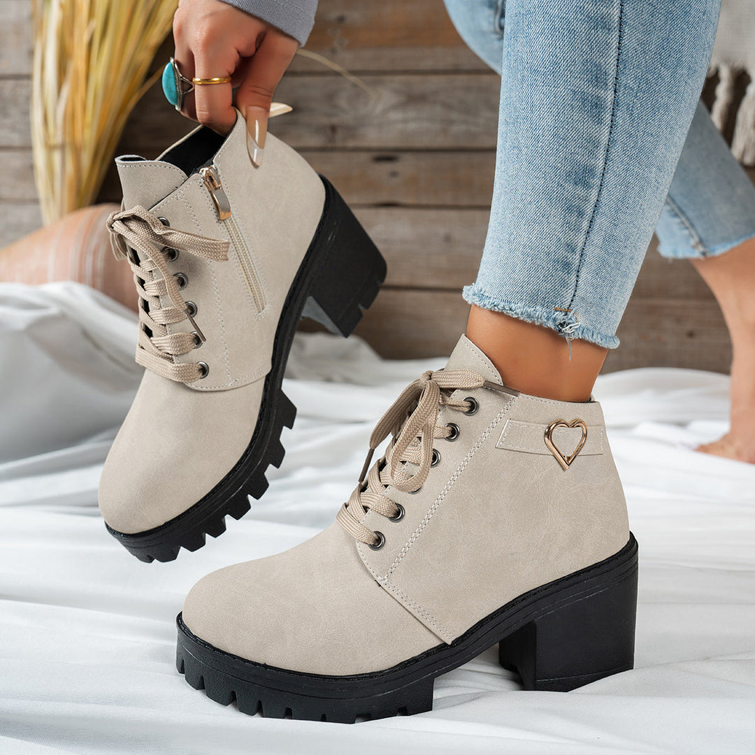 Alurelle | Stivaletti chic da donna con lacci e tacco largo