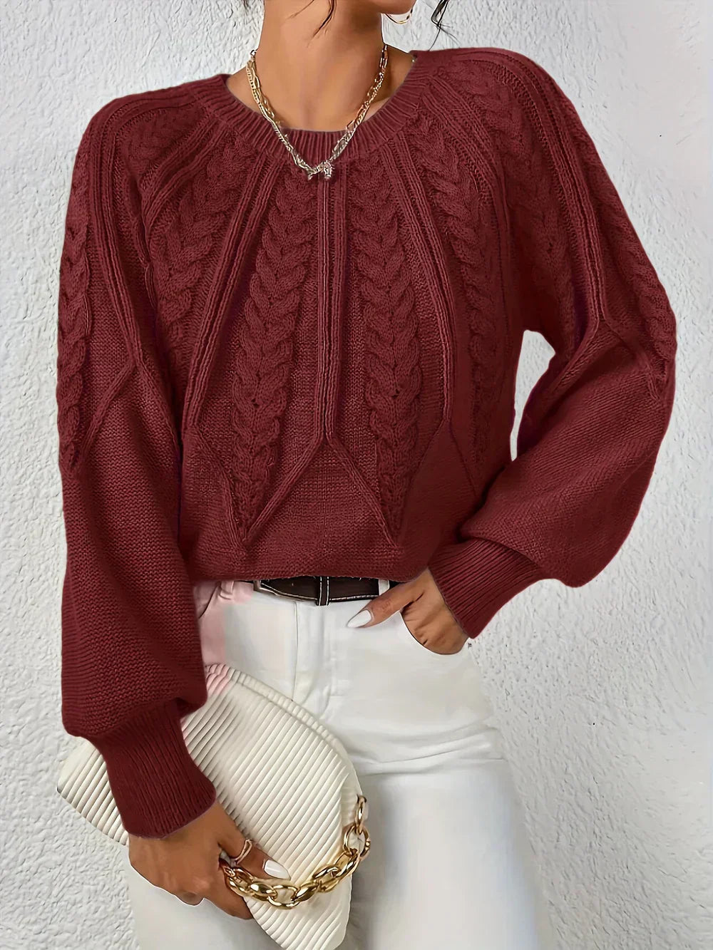 Aurielle | Elegante maglione da donna a trecce traforate