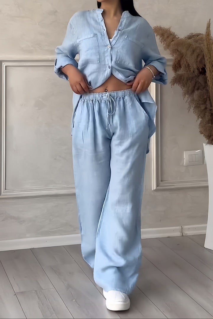 Ophelia | Stylish Linen Blouse and Trouser Set